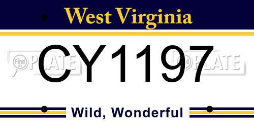 CY1197 West Virginia License Plate