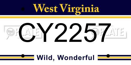CY2257 West Virginia License Plate