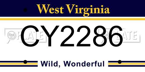 CY2286 West Virginia License Plate