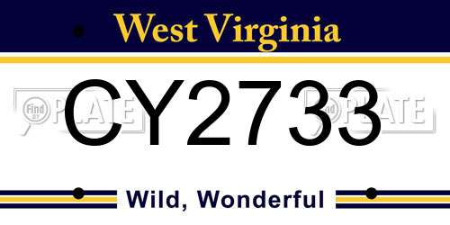 CY2733 West Virginia License Plate