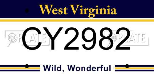 CY2982 West Virginia License Plate