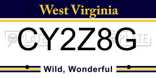 CY2Z8G West Virginia License Plate