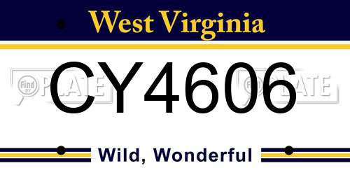 CY4606 West Virginia License Plate