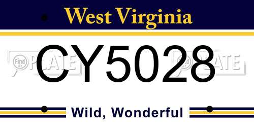 CY5028 West Virginia License Plate