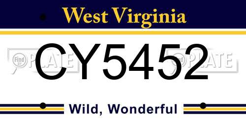 CY5452 West Virginia License Plate