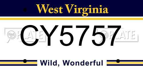 CY5757 West Virginia License Plate