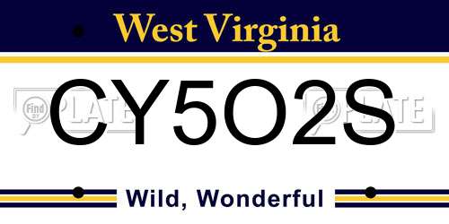 CY5O2S West Virginia License Plate
