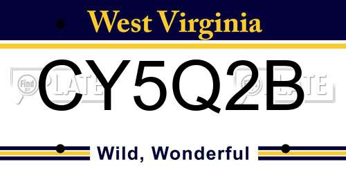 CY5Q2B West Virginia License Plate