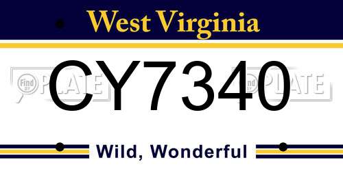 CY7340 West Virginia License Plate
