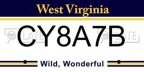 CY8A7B West Virginia License Plate