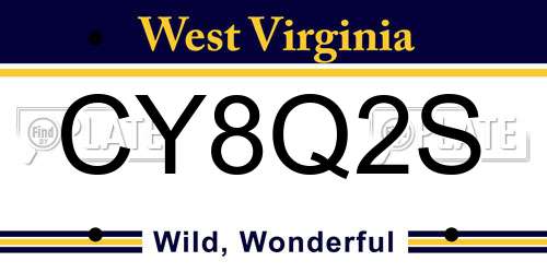 CY8Q2S West Virginia License Plate