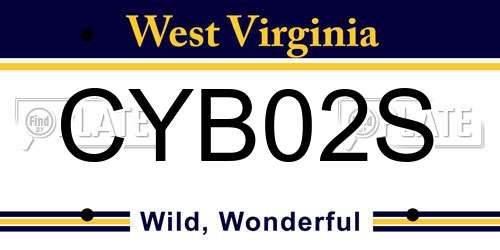CYB02S West Virginia License Plate