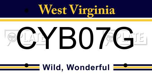 CYB07G West Virginia License Plate