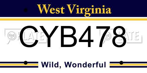 CYB478 West Virginia License Plate