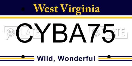CYBA75 West Virginia License Plate