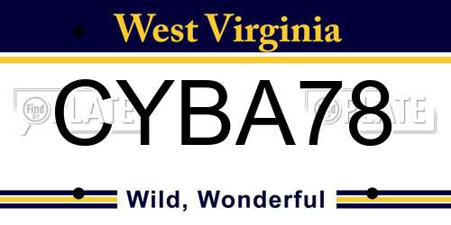 CYBA78 West Virginia License Plate
