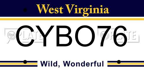 CYBO76 West Virginia License Plate