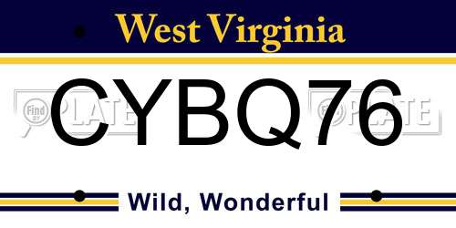 CYBQ76 West Virginia License Plate