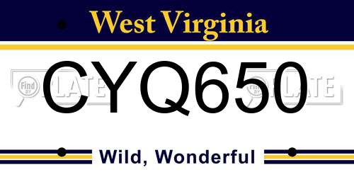 CYQ650 West Virginia License Plate