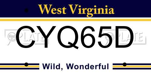 CYQ65D West Virginia License Plate