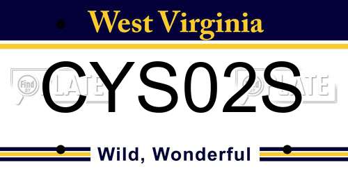 CYS02S West Virginia License Plate