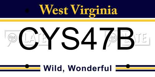 CYS47B West Virginia License Plate