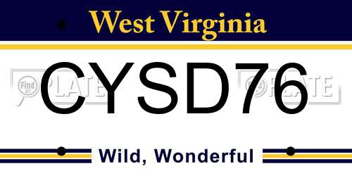 CYSD76 West Virginia License Plate