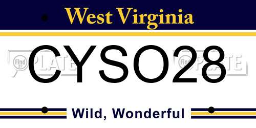 CYSO28 West Virginia License Plate