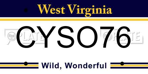 CYSO76 West Virginia License Plate