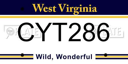 CYT286 West Virginia License Plate