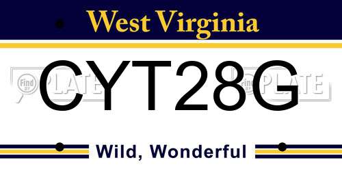 CYT28G West Virginia License Plate