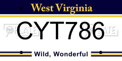 CYT786 West Virginia License Plate