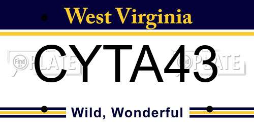 CYTA43 West Virginia License Plate