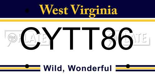 CYTT86 West Virginia License Plate