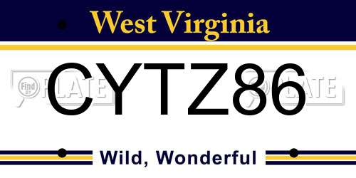 CYTZ86 West Virginia License Plate