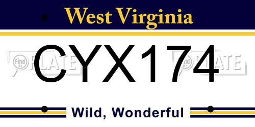 CYX174 West Virginia License Plate