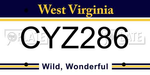CYZ286 West Virginia License Plate