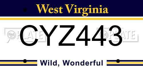 CYZ443 West Virginia License Plate