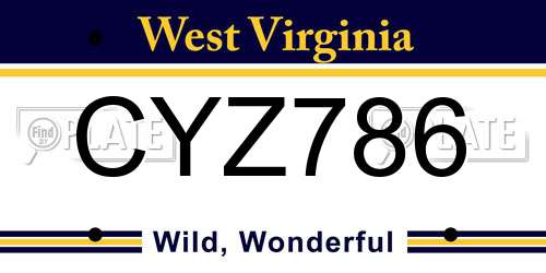 CYZ786 West Virginia License Plate