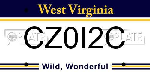 CZ0I2C West Virginia License Plate