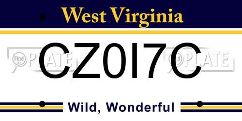 CZ0I7C West Virginia License Plate