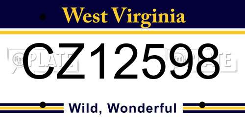 CZ12598 West Virginia License Plate