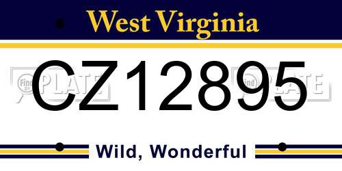 CZ12895 West Virginia License Plate