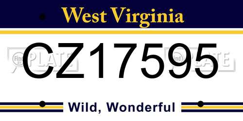 CZ17595 West Virginia License Plate