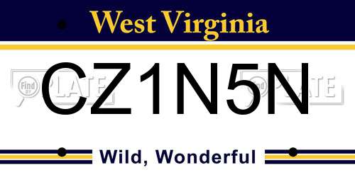 CZ1N5N West Virginia License Plate