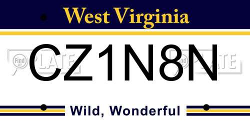 CZ1N8N West Virginia License Plate