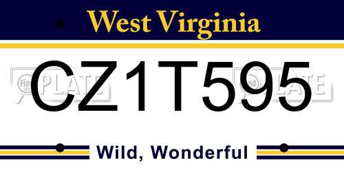 CZ1T595 West Virginia License Plate