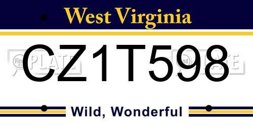 CZ1T598 West Virginia License Plate