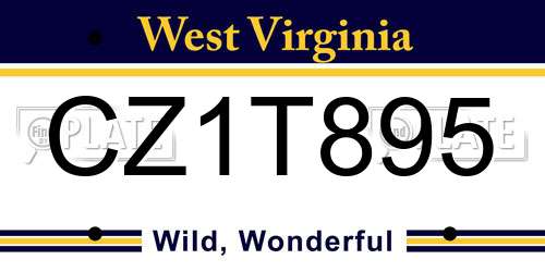 CZ1T895 West Virginia License Plate