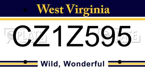 CZ1Z595 West Virginia License Plate